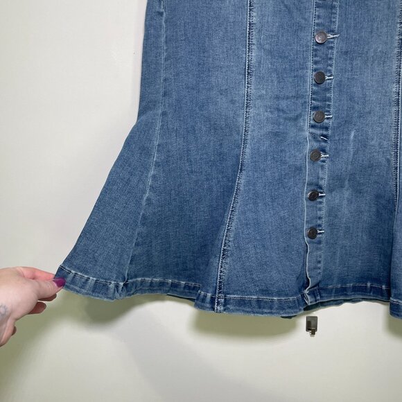 NWT Women's Size 12 NY & Co. High Waist Midi Jean Skirt w/ Button Front - Picture 6 of 8